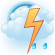 cloudy, light rain, thunderstorms